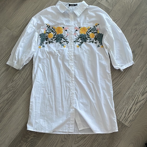 Boohoo Embroidered Shirt Dress - Picture 2 of 5